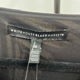 White House Black Market Women's Size M Black Leaf Long Sleeve Shirt