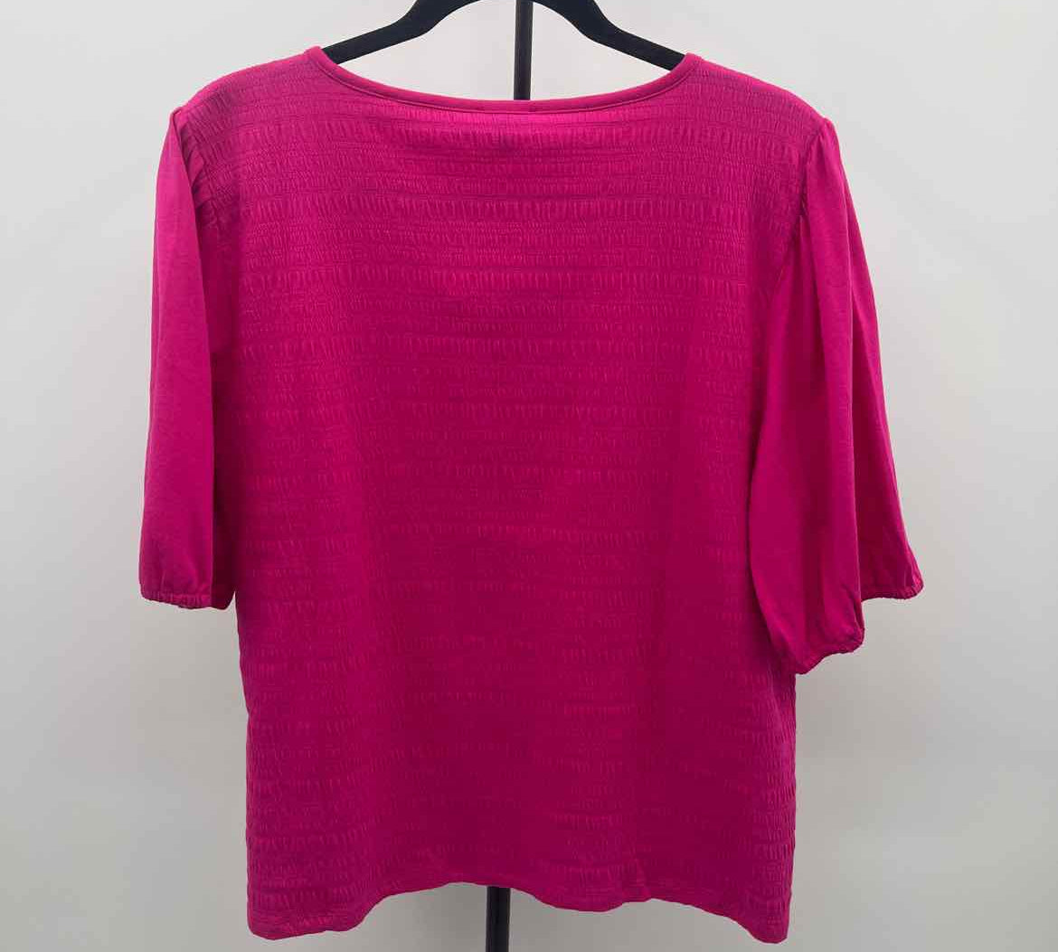 Talbots Women's Size XLP Fuschia Textured Short Sleeve Shirt