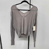 Free People Women's Size S Gray Textured Long Sleeve Shirt