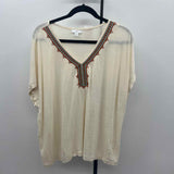 JJill Women's Size L Ivory Aztec Short Sleeve Shirt