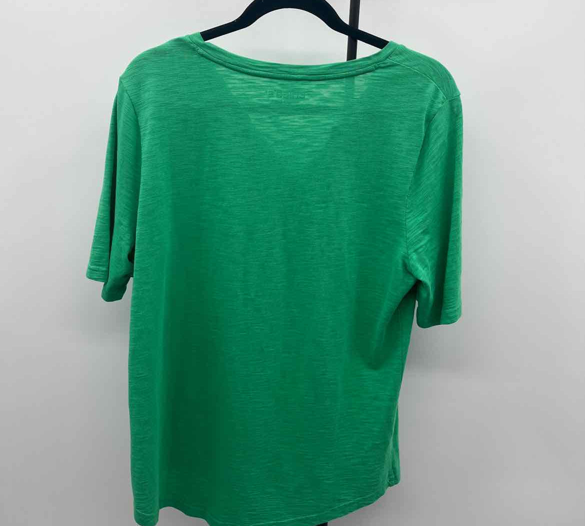 Chico's Women's Size L Green Heathered Short Sleeve Shirt