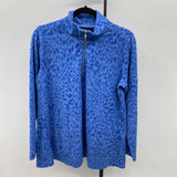 Susan Graver Women's Size M Blue Animal Print Long Sleeve Shirt