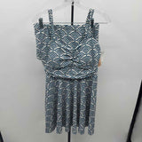Bloomchic Women's Size 10 Teal fan Swimsuit - 2 Piece