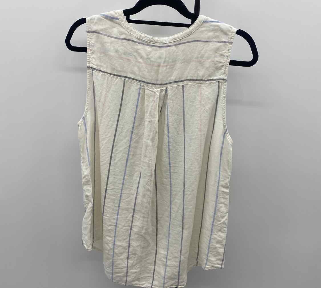 C&C California Women's Size L White Stripe Sleeveless Shirt