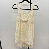 Hazel Women's Size L Ivory dotted Sleeveless Shirt