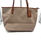 Back COACH Khaki Nylon Canvas & Brown Leather SAWYER Tote Bag Purse
