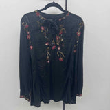 Lucky Brand Women's Size 2X Black Floral Long Sleeve Shirt
