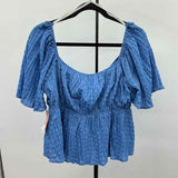 Arula Women's Size XL Blue Textured Short Sleeve Shirt