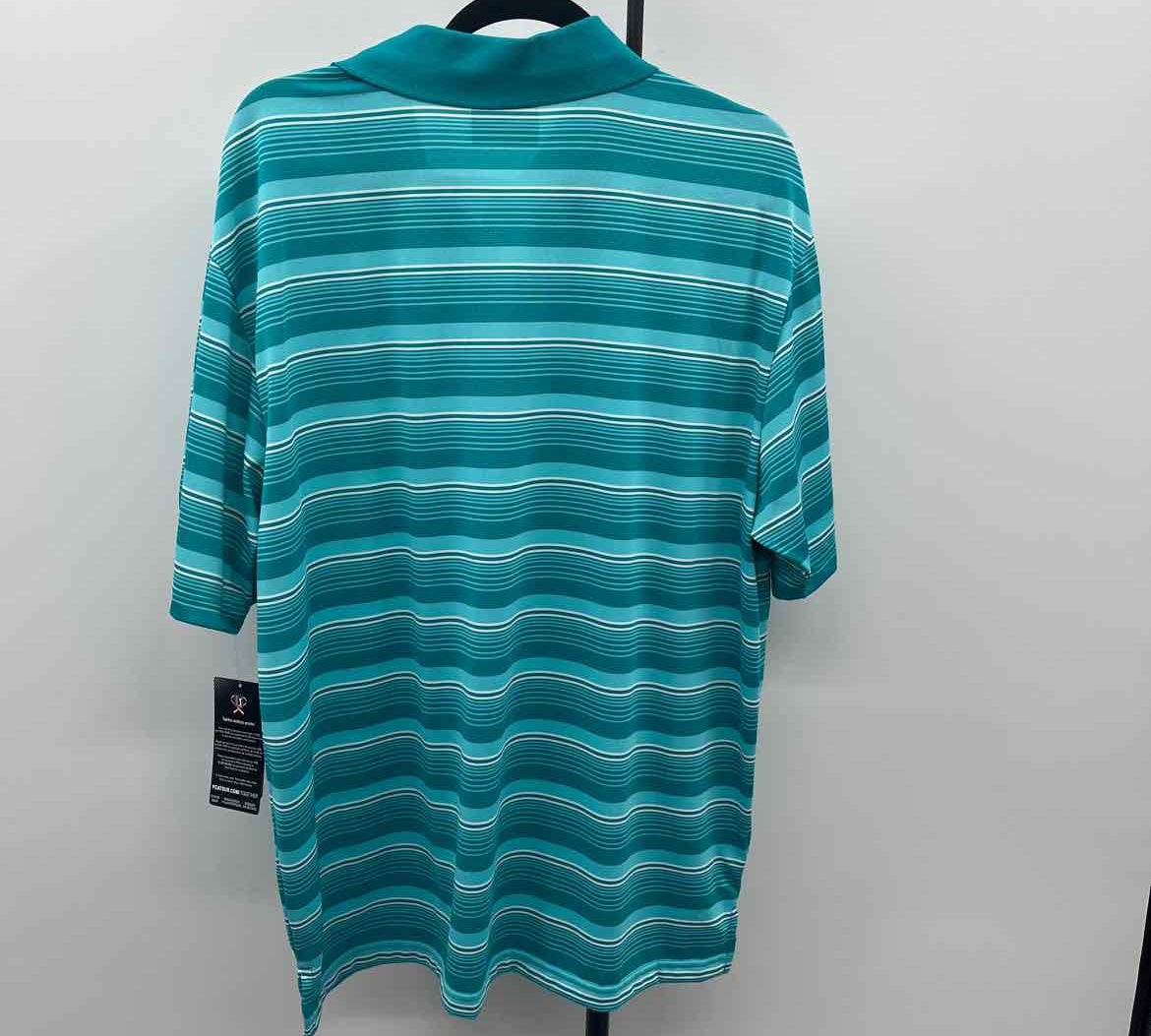 PGA tour Men's Size XL Teal streaks New with Tags Short Sleeve Shirt