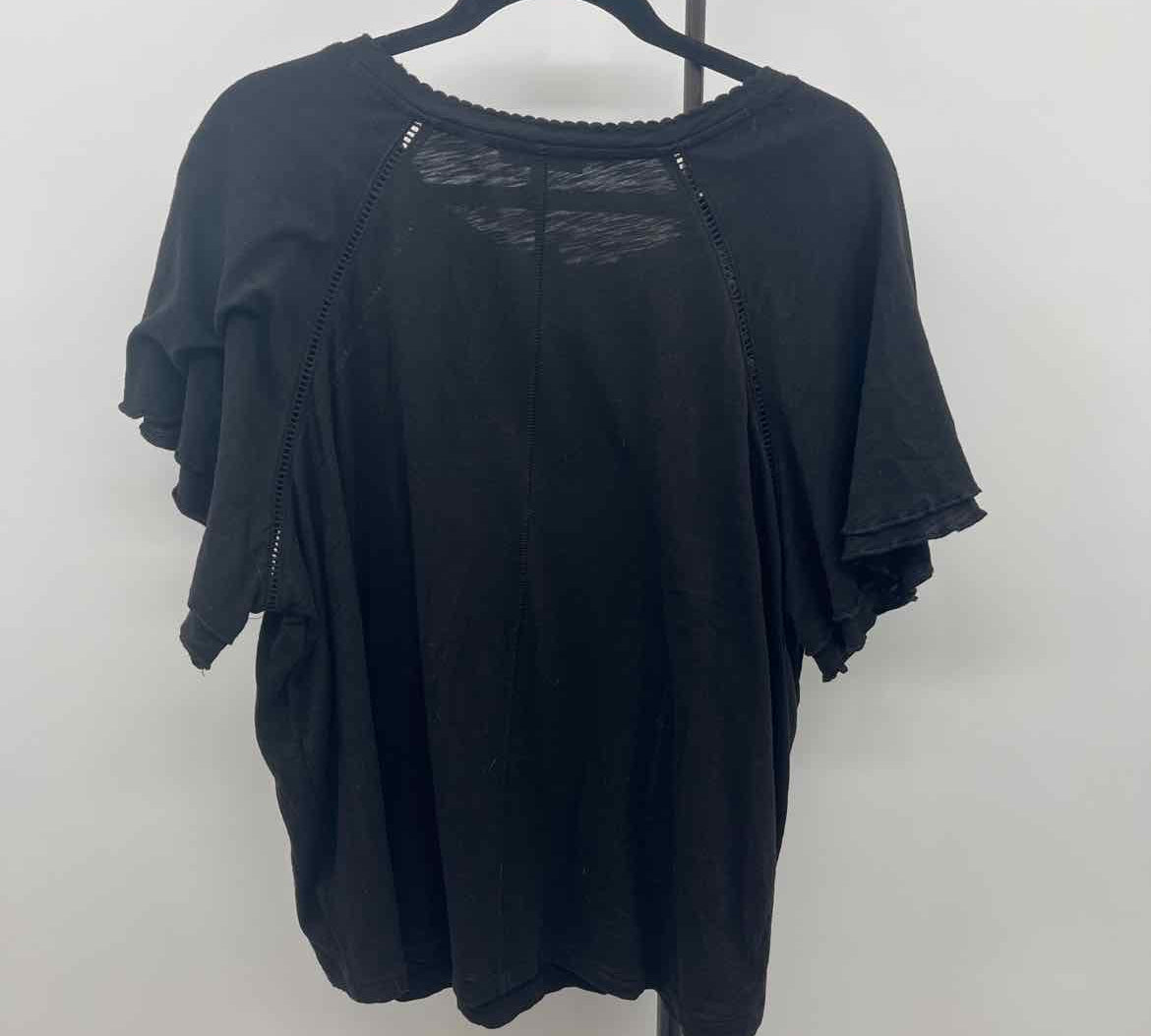 Wit & Wisdom Women's Size 2X Black Solid Short Sleeve Shirt