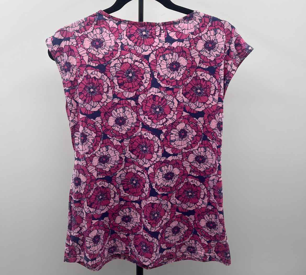 Garnet Hill Women's Size S Pink Floral Short Sleeve Shirt