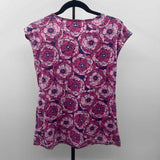Garnet Hill Women's Size S Pink Floral Short Sleeve Shirt
