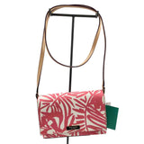KATE SPADE Coral Ivory Palm Print w/Tan Leather Crossbody Strap