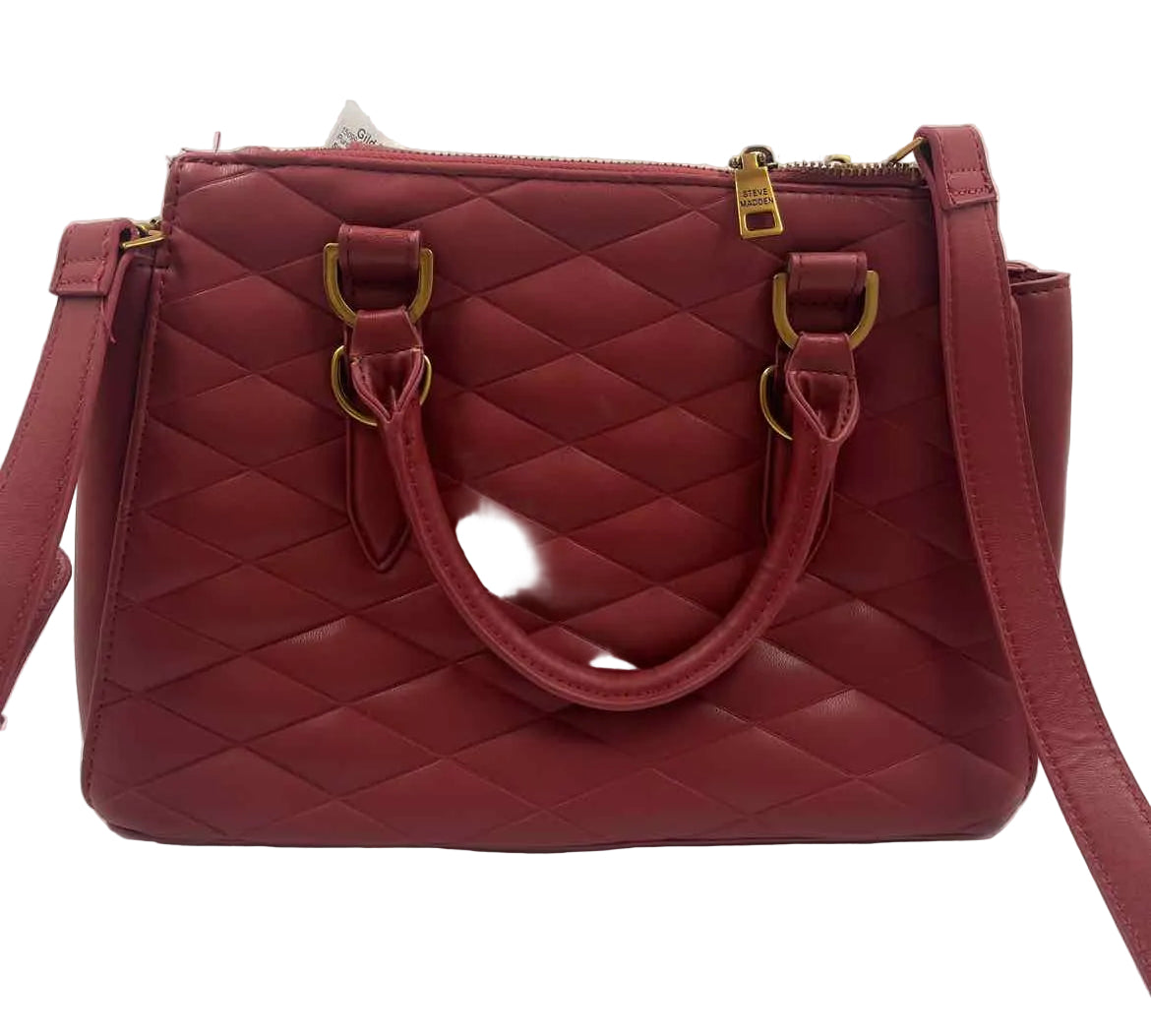 STEVEN MADDEN Quilted Rose Vegan Leather Handled Satchel w/2 Crossbody Straps