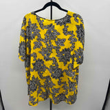 Catherine's Women's Size 1X Yellow Floral Short Sleeve Shirt