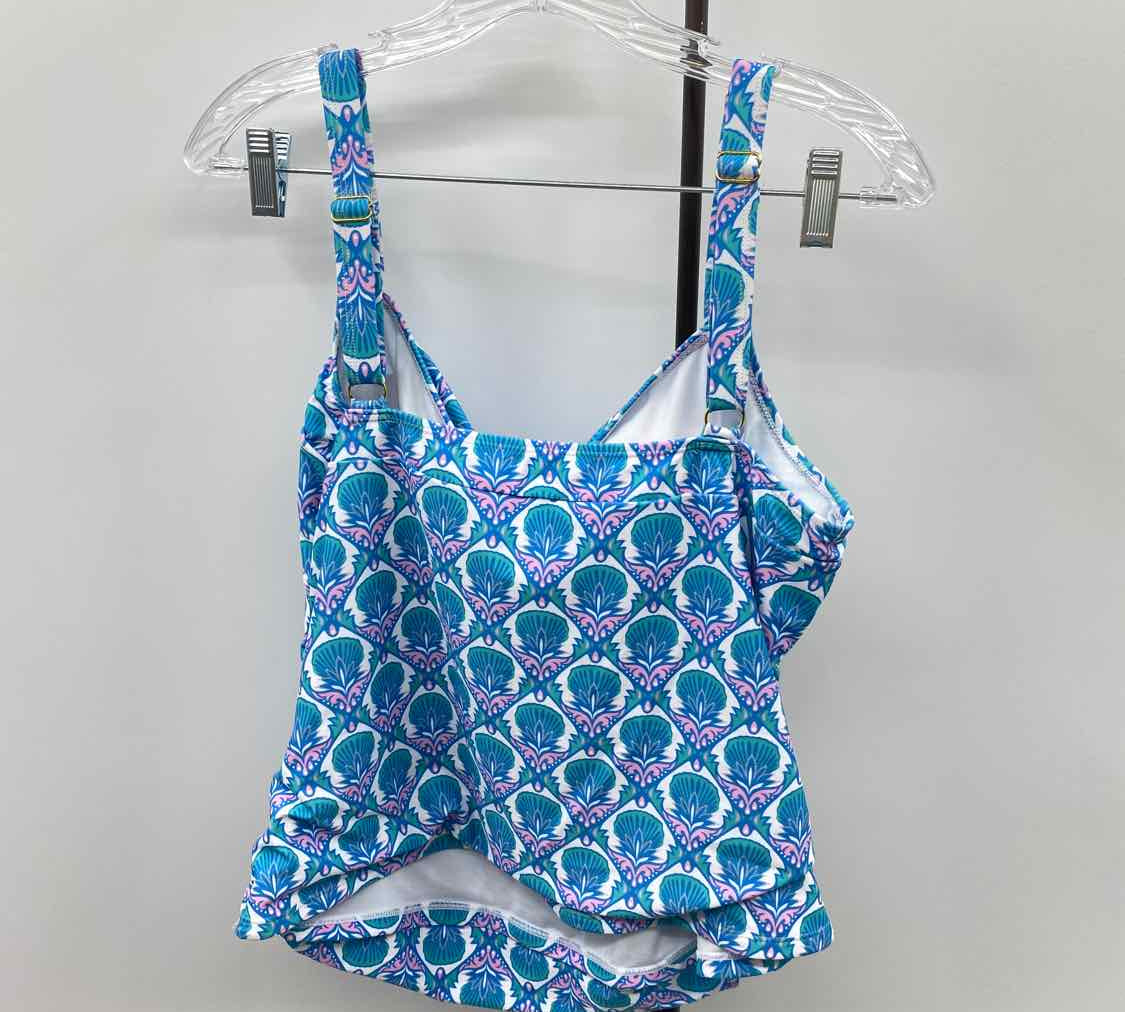 Caribbean Joe Women's Size 1X Teal Seashells Swimsuit - 2 Piece