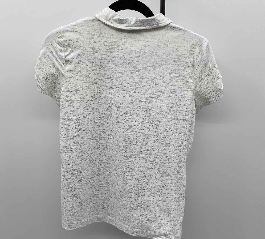 Chico's Women's Size S White Shimmer Short Sleeve Shirt