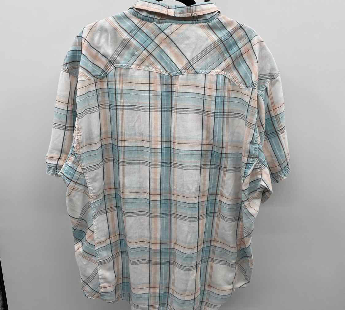 BKE Men's Size 3XL Aqua Plaid Short Sleeve Shirt