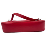 Bottom BRAUN BUFFEL Quilted Red Leather Medium Baguette Shoulder Purse