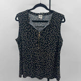 Anne Klein Women's Size L Black dotted Sleeveless Shirt