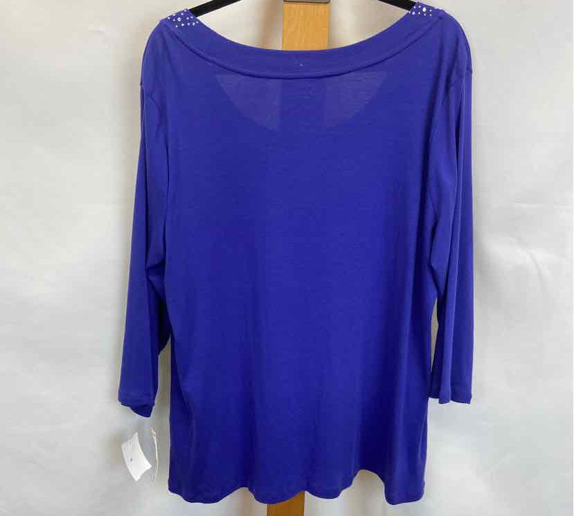 Style & Co. Women's Size 2X Purple Solid Long Sleeve Shirt