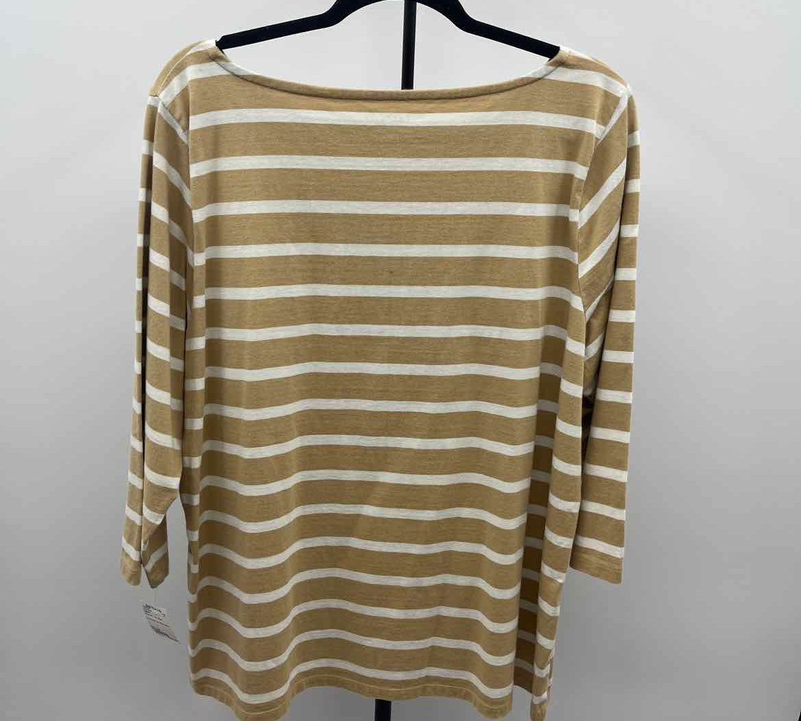 Talbots Women's Size 2X Tan Stripe Long Sleeve Shirt