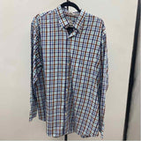 peter millar Men's Size XL Blue Checkered Long Sleeve Shirt