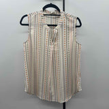 Timeson Women's Size M Ivory Stripe Sleeveless Shirt