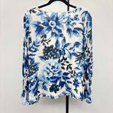 Talbots Women's Size M Blue Floral Long Sleeve Shirt