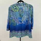 Chico's Women's Size M Blue Paisley Long Sleeve Shirt
