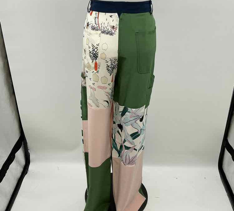 Tory Burch Women's Size 6 Green Floral Pants
