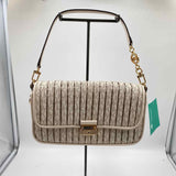 MICHAEL KORS Vanilla Signature BRADSHAW Small Pleated Logo Convert Shoulder Bag Purse