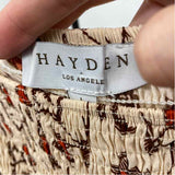 Hayden Women's Size L Beige Floral Long Sleeve Shirt