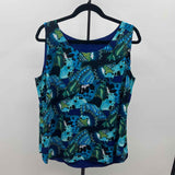 Chico's Women's Size L Blue Butterfly Sleeveless Shirt