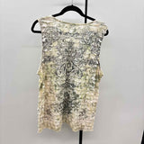CJ Banks Women's Size L Green Damask Sleeveless Shirt