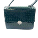 ARCADIA Forest Green Smooth & Embossed Patent Leather Handled Satchel Purse