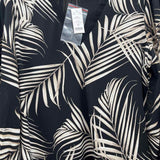 White House Black Market Women's Size M Black Leaf Long Sleeve Shirt