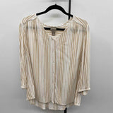 Chico's Women's Size L Tan Stripe Long Sleeve Shirt
