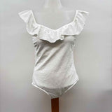 Lands End Women's Size 8 White Textured Swimsuit
