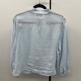 Laura Ashley Women's Size M Light Blue Textured Long Sleeve Shirt