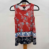JJill Women's Size XSP Brick Floral Sleeveless Shirt