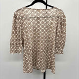 Lucky Brand Women's Size L Cream Floral Short Sleeve Shirt