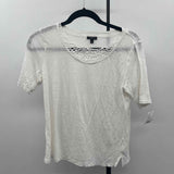 Talbots Women's Size MP White Textured Short Sleeve Shirt