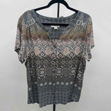 Christopher & Banks Women's Size XL Black medallion Short Sleeve Shirt