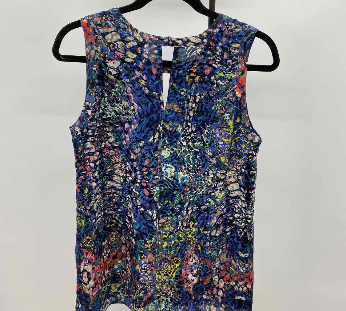 CABI Women's Size S Blue Abstract Sleeveless Shirt