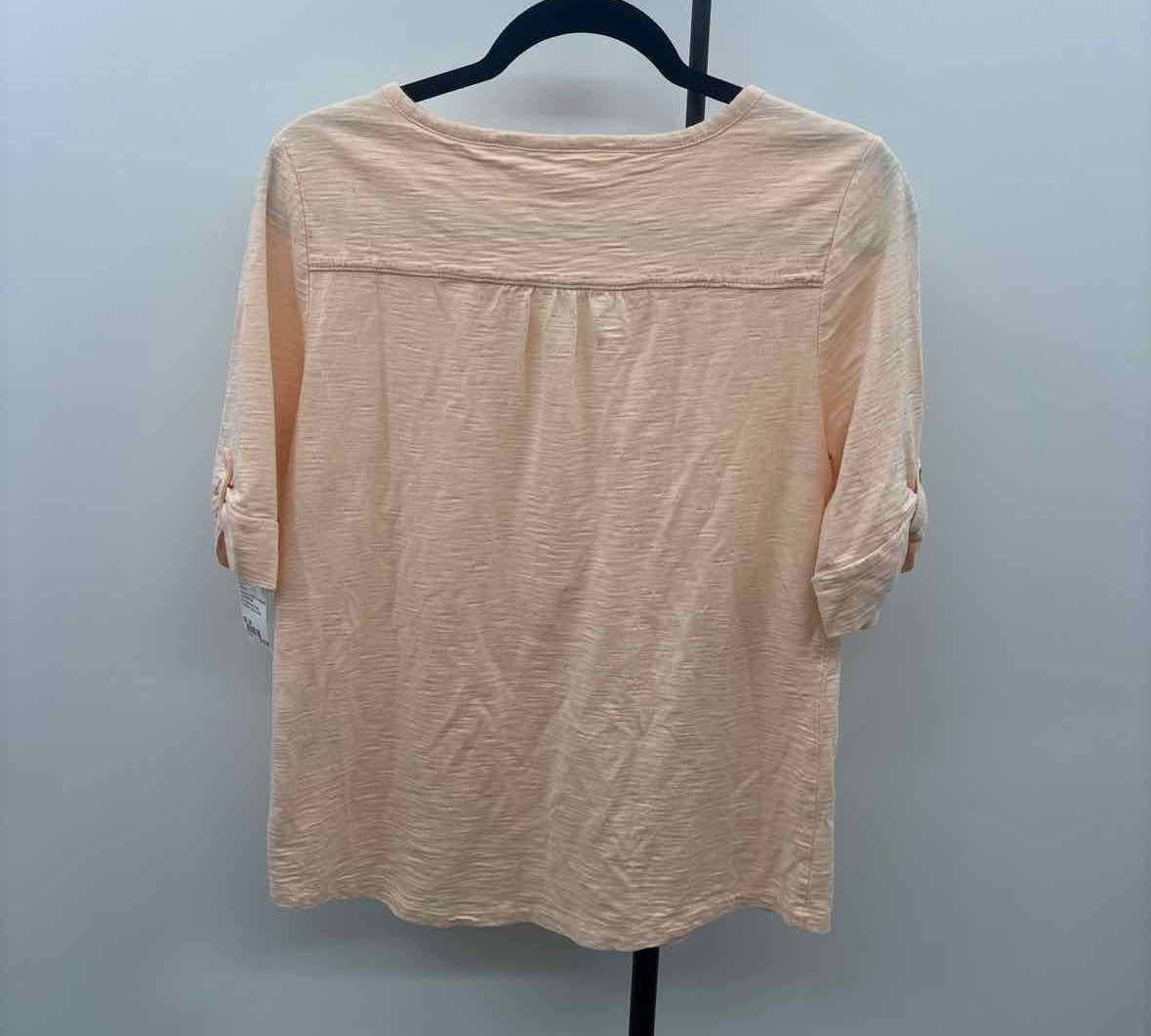 Chico's Women's Size M Peach Heathered Short Sleeve Shirt