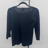 JM Collection Women's Size SP Black Rhinestones Long Sleeve Shirt