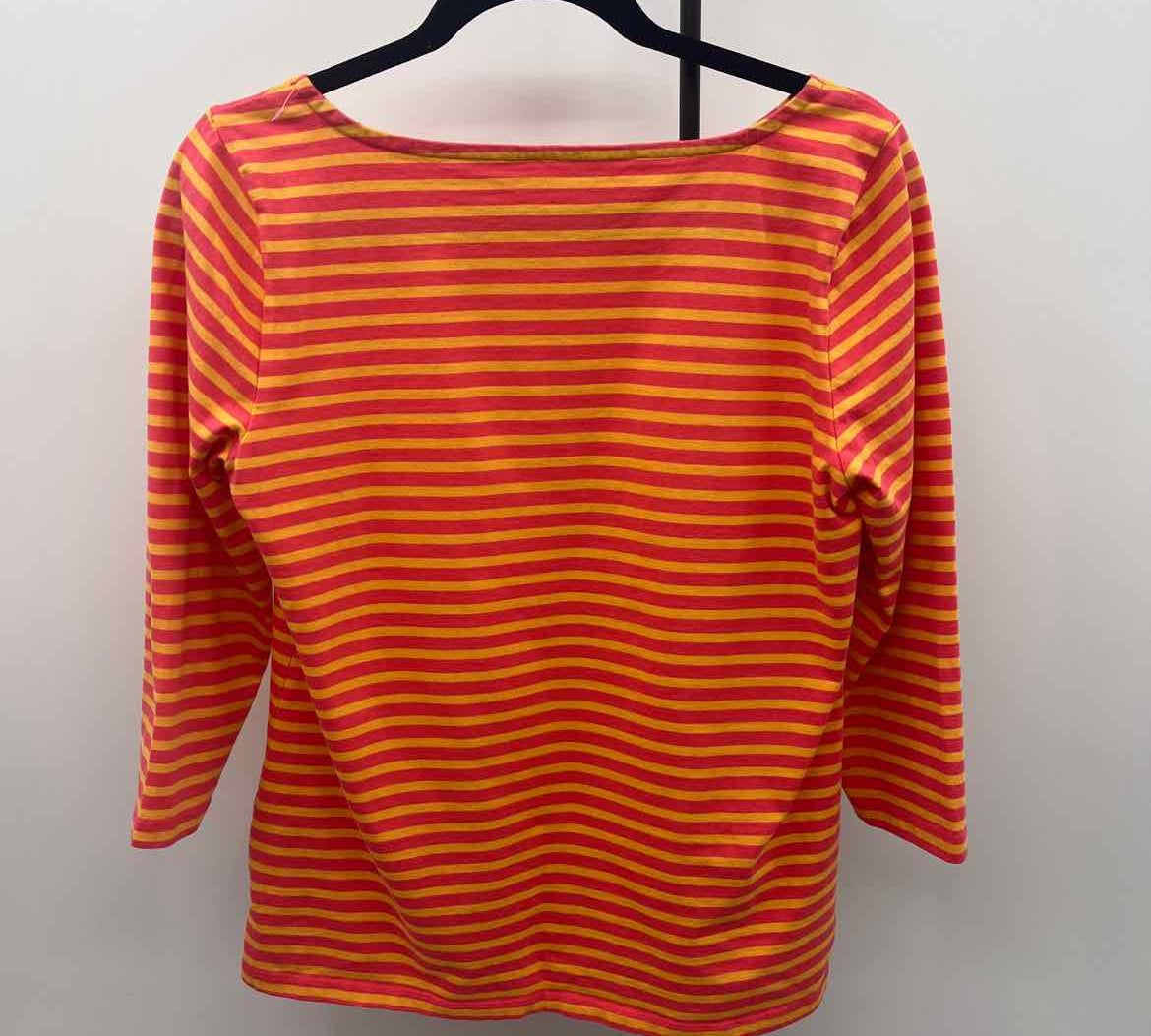 Talbots Women's Size MP coral Stripe Long Sleeve Shirt