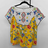 John Mark Women's Size S White dotted Short Sleeve Shirt