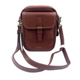 MINOOY Coffee Brown Leather NAYA Small Crossbody Purse  w/Front Flap Pocket